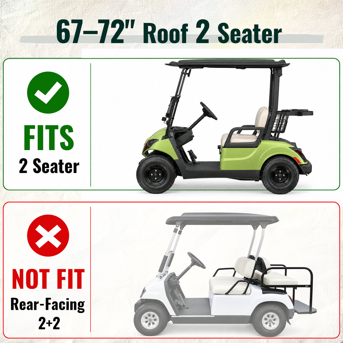 2 Passenger Golf Cart Enclosure Fit for Yamaha G29 & Drive2