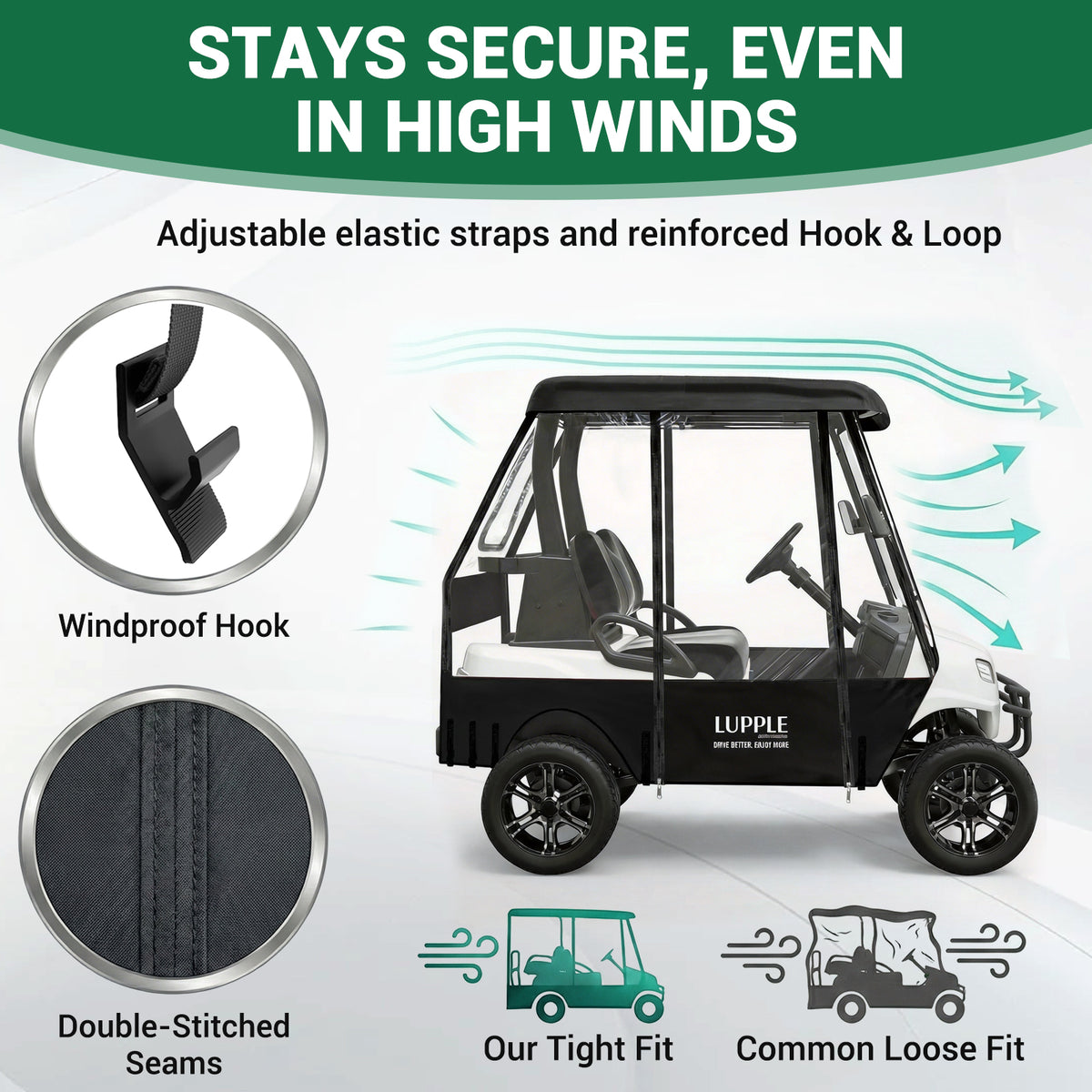 2 Passenger Golf Cart Enclosure for Yamaha G1, G2, G14, G16 & G22