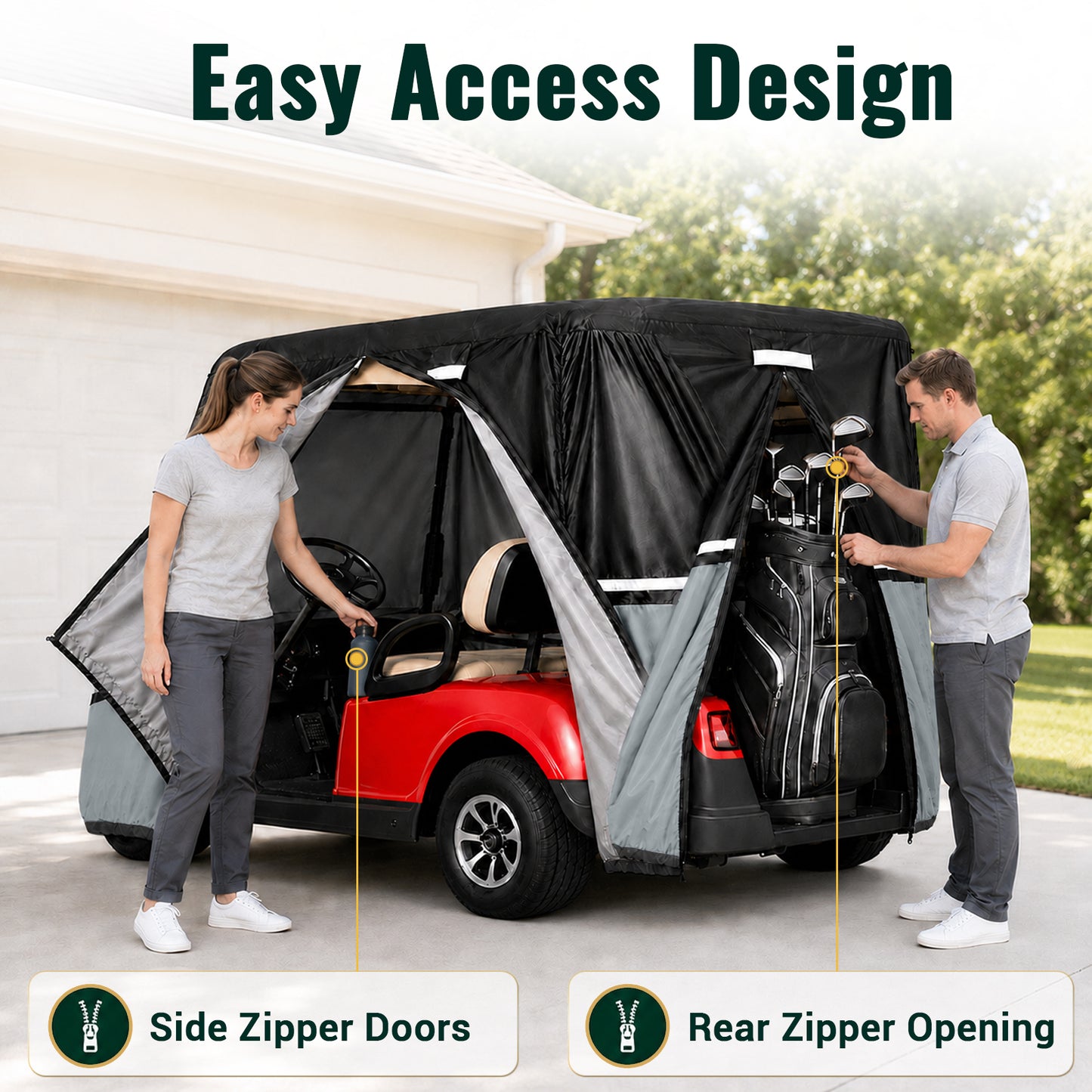 Golf Cart Cover for 2, 4 & 6 Passenger Carts, Waterproof Cover for Standard, XL, Lifted & Long Roofs