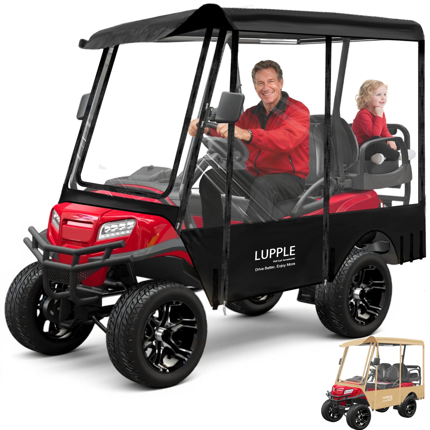 Universal 4-Passenger Golf Cart Enclosure, 78.7" Extended Roof for EZGO Yamaha Club Car Evolution, 600D+PVC, 4-side zips