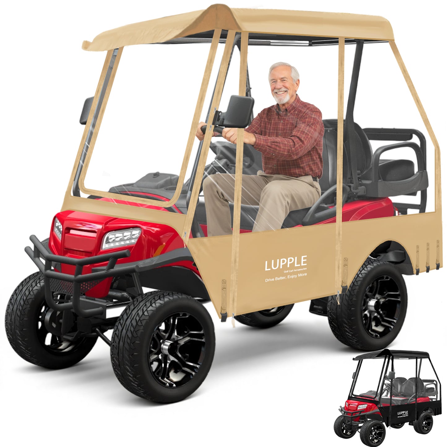 Universal 4-Passenger Golf Cart Winter Cover Short Roof 59in for Club Car/EZGO/Yamaha/Evolution, 600D+PVC, 4-Side Zip Doors