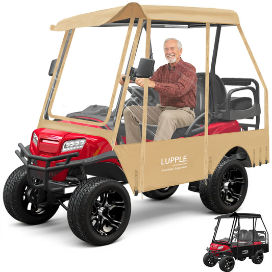 Universal 4-Passenger Golf Cart Winter Cover Short Roof 59in for Club Car/EZGO/Yamaha/Evolution, 600D+PVC, 4-Side Zip Doors