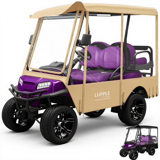 Club Car Precedent 4-Passenger Enclosure, 94.49" Extended Roof, 600D+PVC, Elastic Hem & Hooks, 4-Side Zip Doors