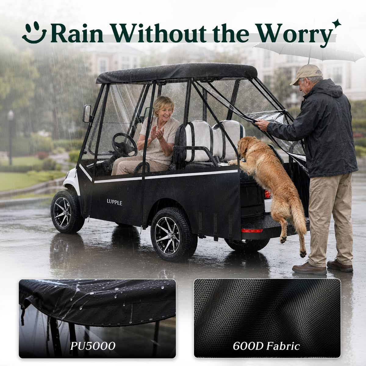 4 Passenger Golf Cart Enclosure for 57-61'' Short Roof, Fit for Club Car DS, Precedent, Onward, Tempo & EZGO TXT/RXV