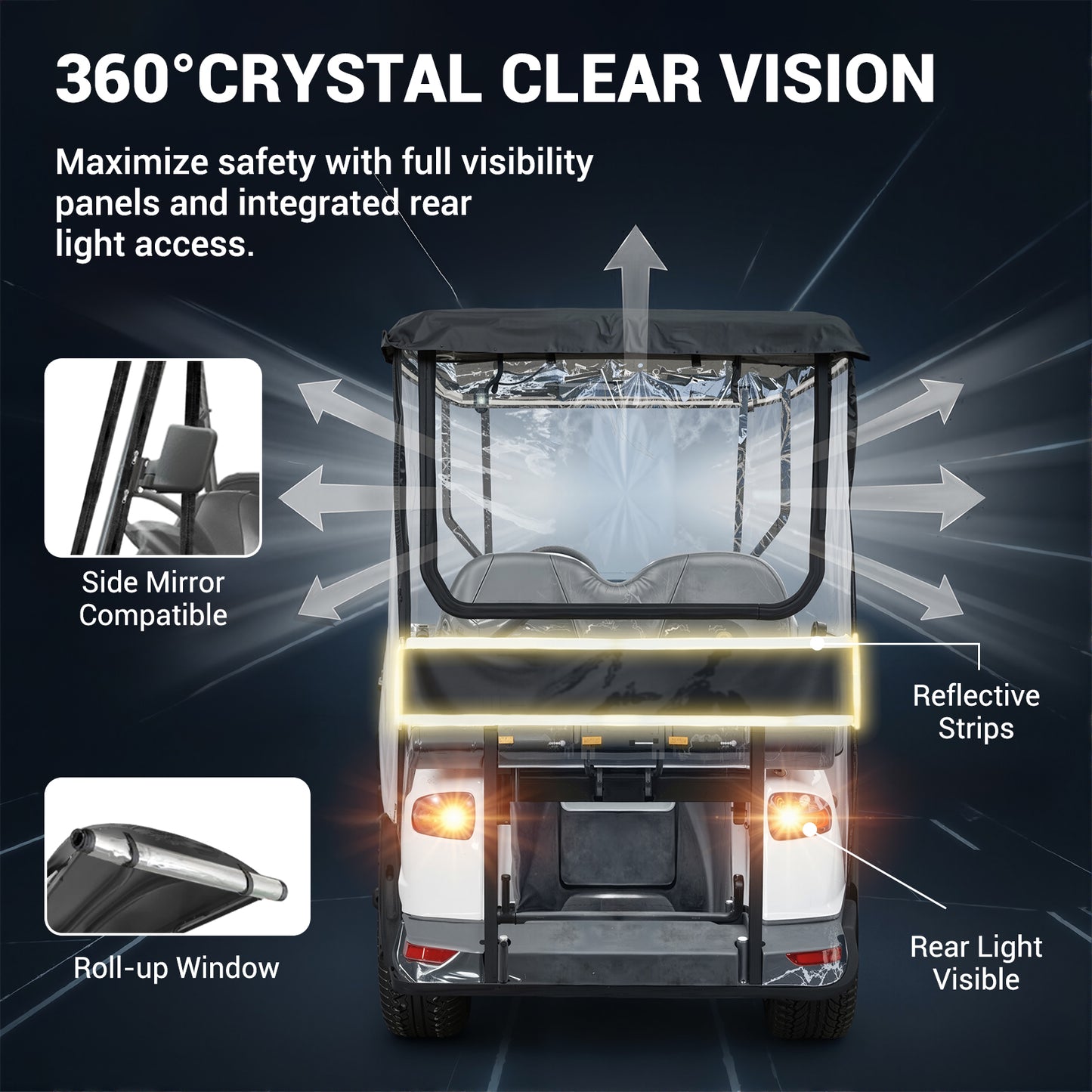 4 Passenger Golf Cart Enclosures for Evolution D5 Ranger/Maverick 2+2 Plus, for Evolution Classic/Forester 4 Plus