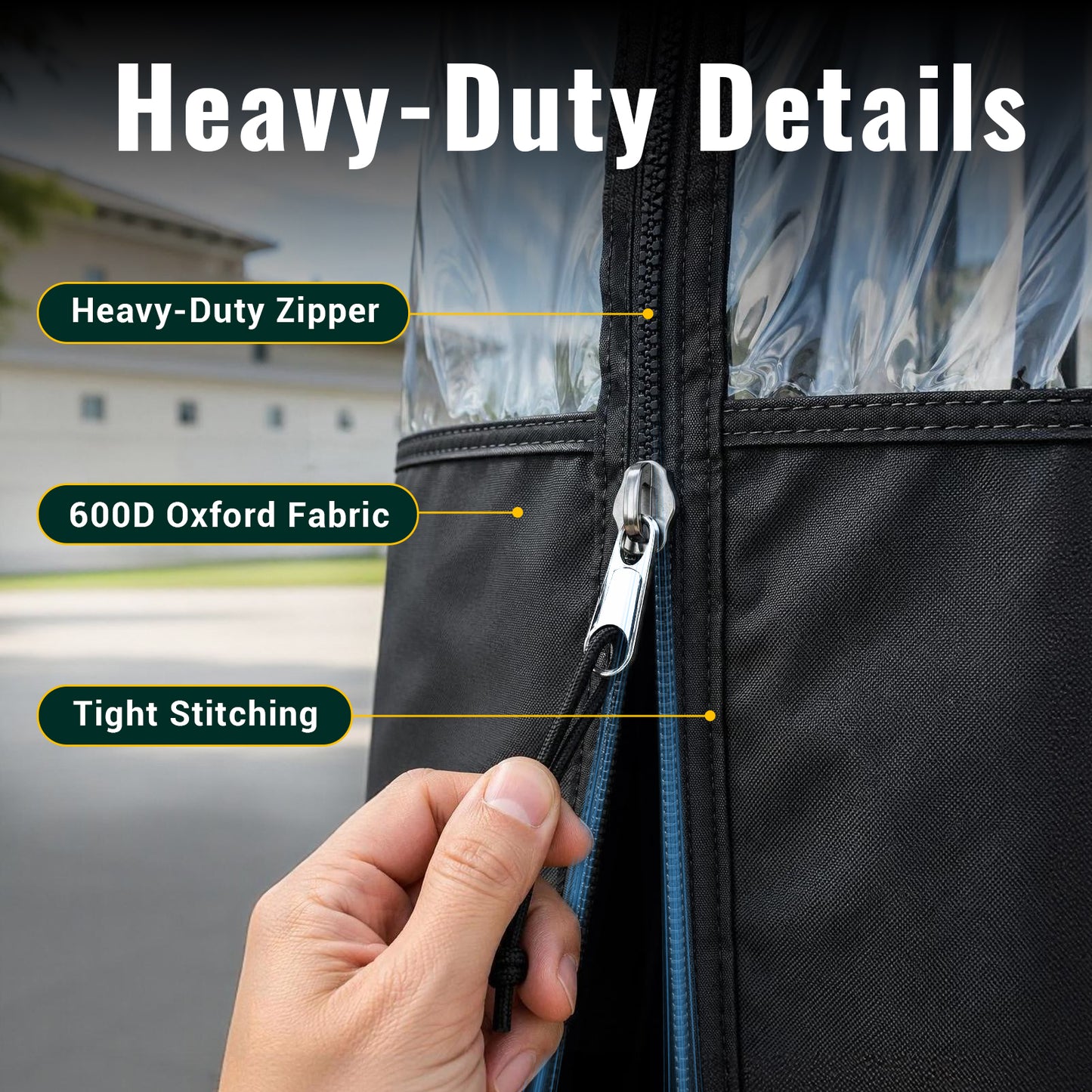 4 Passenger Golf Cart Enclosures for Evolution D5 Ranger & Maverick 4, Extended Roof Rain Cover