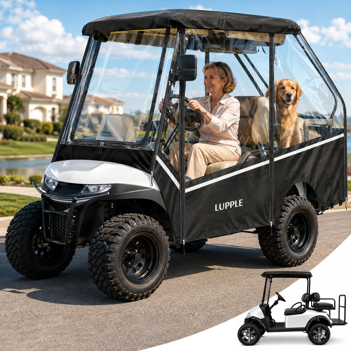 4 Passenger Golf Cart Enclosure for 57-61'' Short Roof, Fit for Club Car DS, Precedent, Onward, Tempo & EZGO TXT/RXV