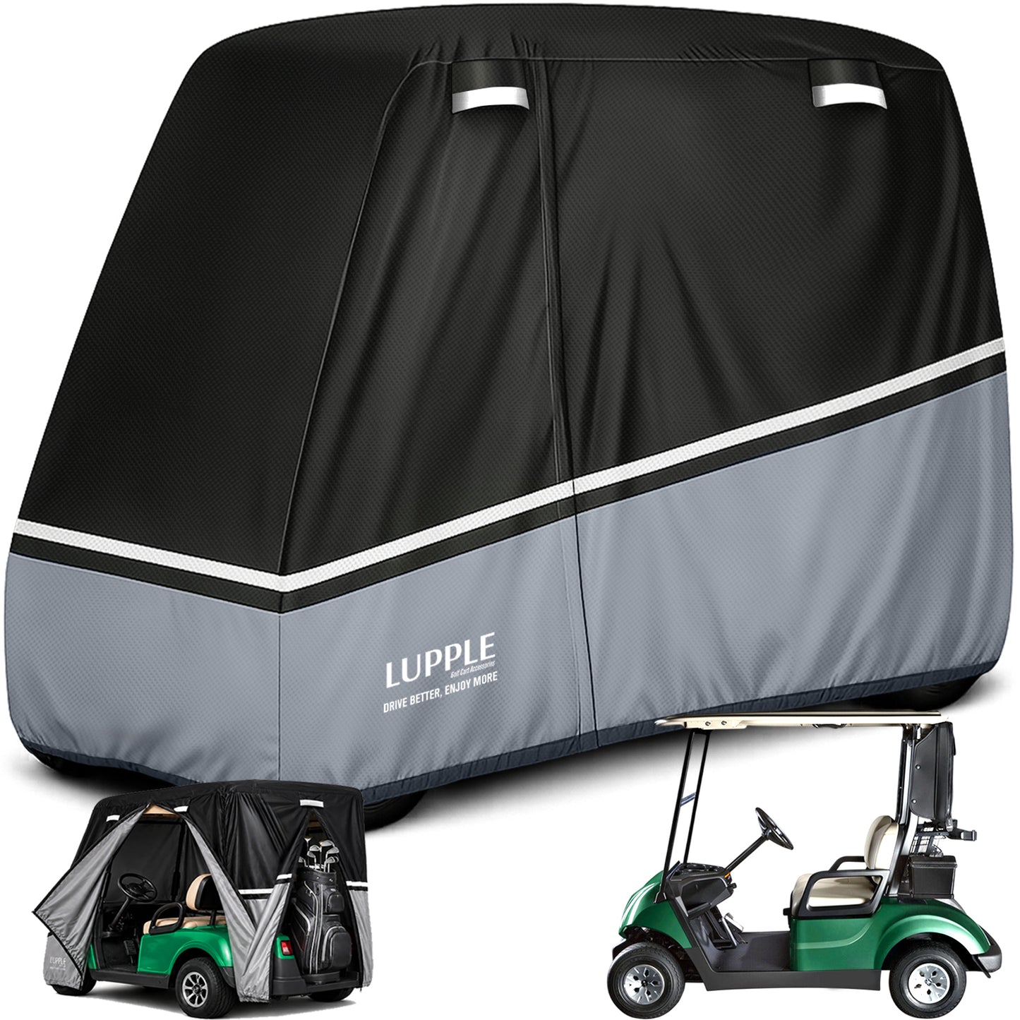 2 Passenger Golf Cart Cover for Yamaha Drive2 G29 ICON i20, Universal 2 Seat Weather Cover for 72" Roof Models