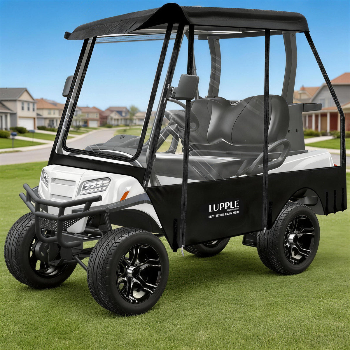 2 Passenger Golf Cart Enclosure for EZGO TXT/RXV, Fits 57–61" Short Roofs