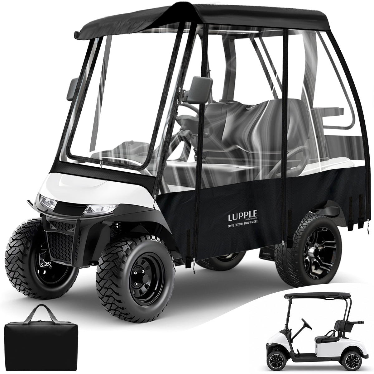 2 Passenger Golf Cart Enclosure for EZGO TXT/RXV, Fits 57–61" Short Roofs