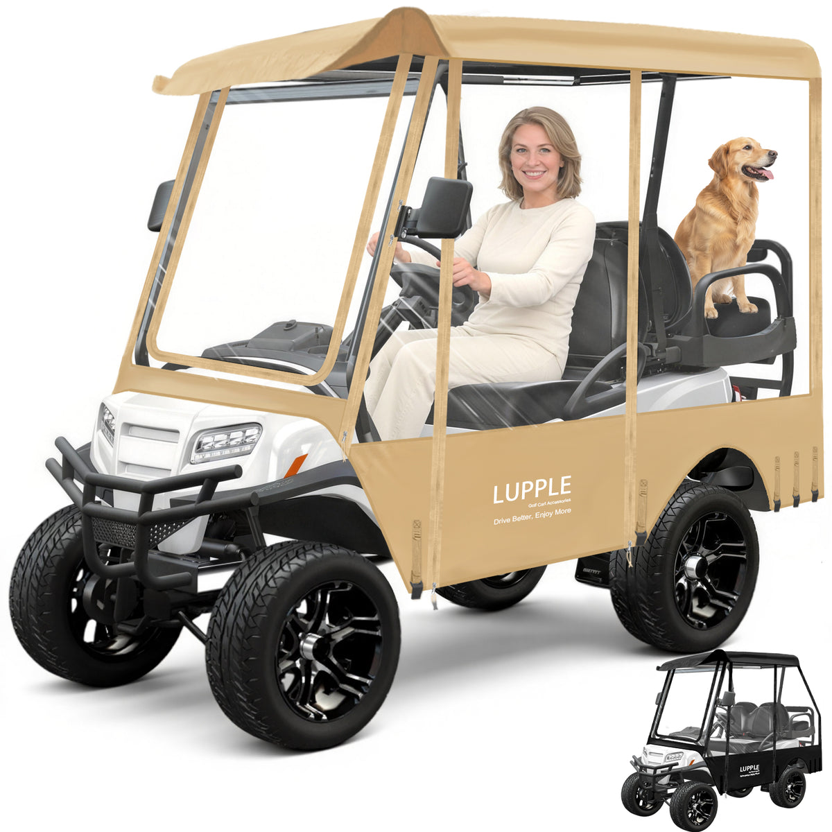 Universal 4 Passenger Golf Cart Enclosure for 75–81" Extended Roof, 2+2 Seat