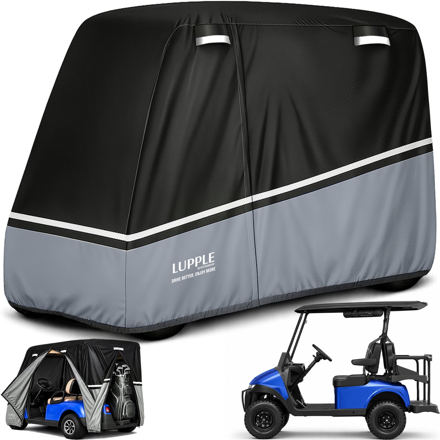 4 Passenger Golf Cart Cover for Club Car Onward Tempo EZGO TXT RXV Yamaha G29, 2+2 Weather Cover for 78"-84" Roofs