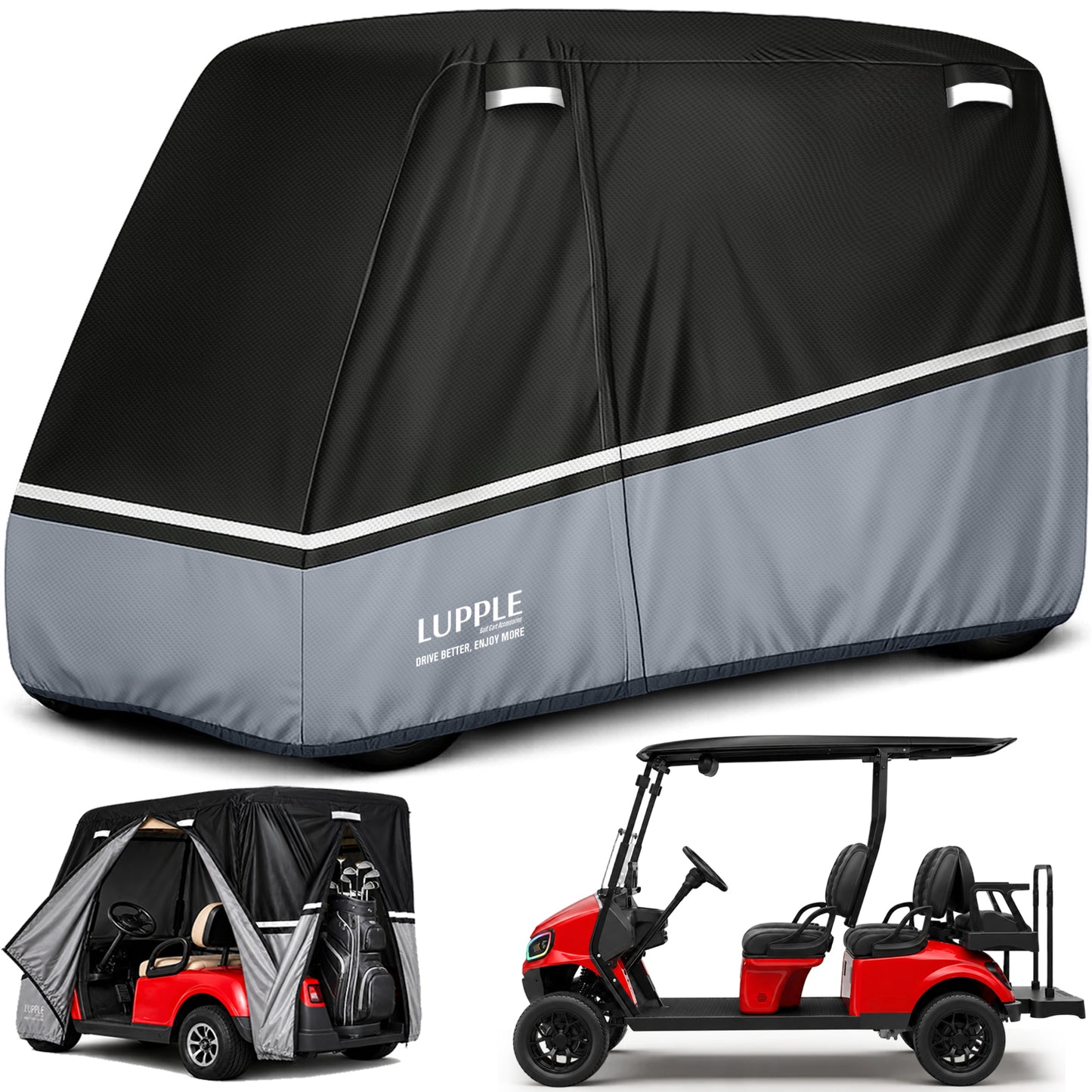 6 Passenger Golf Cart Cover for EZGO Express L6 S6 Club Car Villager Yamaha, Extra Long Cover for Lifted 6 Seater Carts