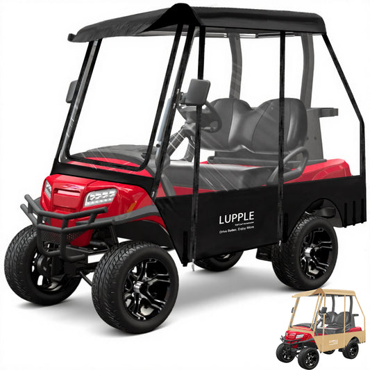 Universal 2-Passenger Golf Cart Enclosure Fits EZGO/Club Car/Yamaha/Evolution/ICON, 600D+PVC, 4-Side Zips